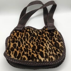 Desmo Leather and Faux Fur Shoulder Bag
